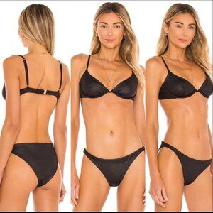NWT Onia Black Crocodile Bikini: Liana Top [S] & Ashley Bottom [XS] $240